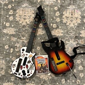 Guitar Hero Wii 2- Wireless Guitar Controllers - White Stickered & Sunburst